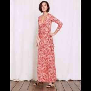 Boden 3/4 Sleeve Wrap Maxi Dress
